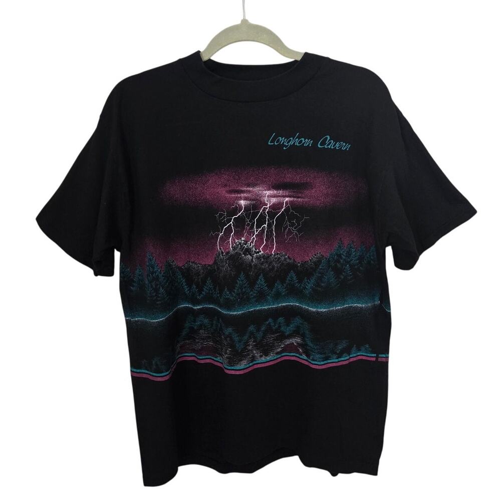 Vintage 1991 Habitat Longhorn Cavern Shirt Large Lightning Single Stitch 90s‎